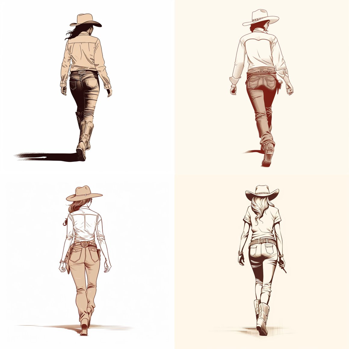 Retro Cowgirl Mid-Journey Illustration