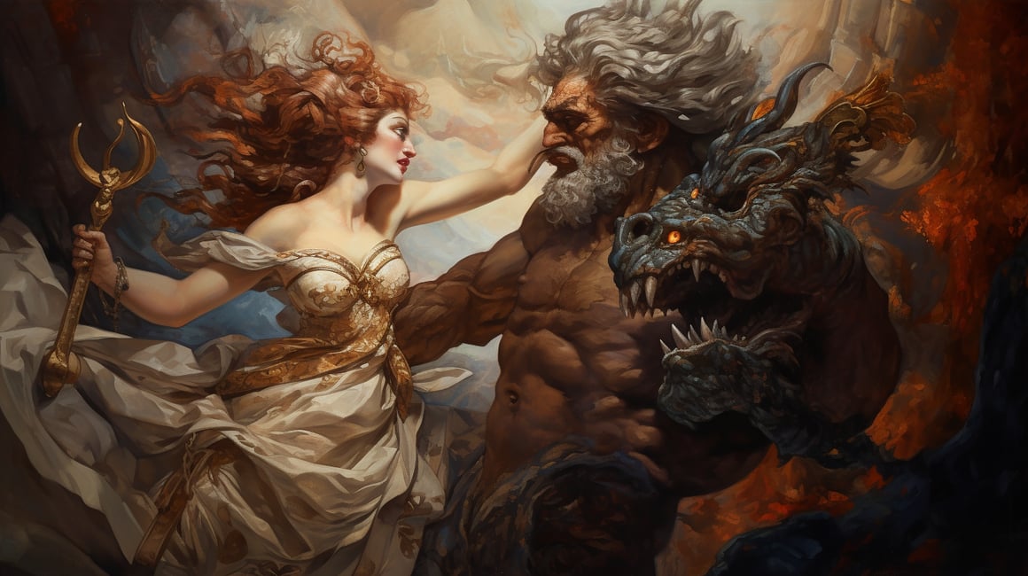 Clash of The Divine: Hera's Fury in Baroque Brilliance