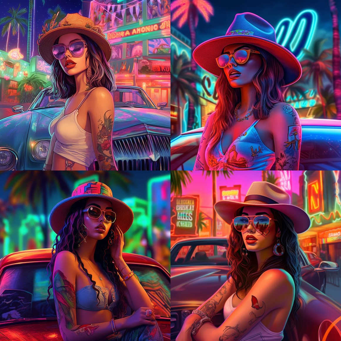 Neon Goddess: A Mid-Journey Through Futuristic Miami