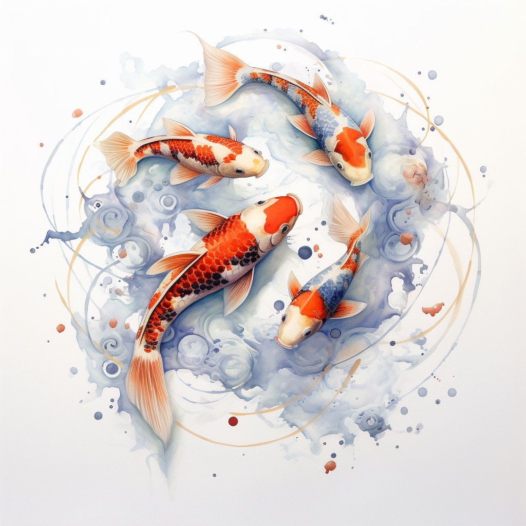 Circles of Koi: A Watercolor Interlude
