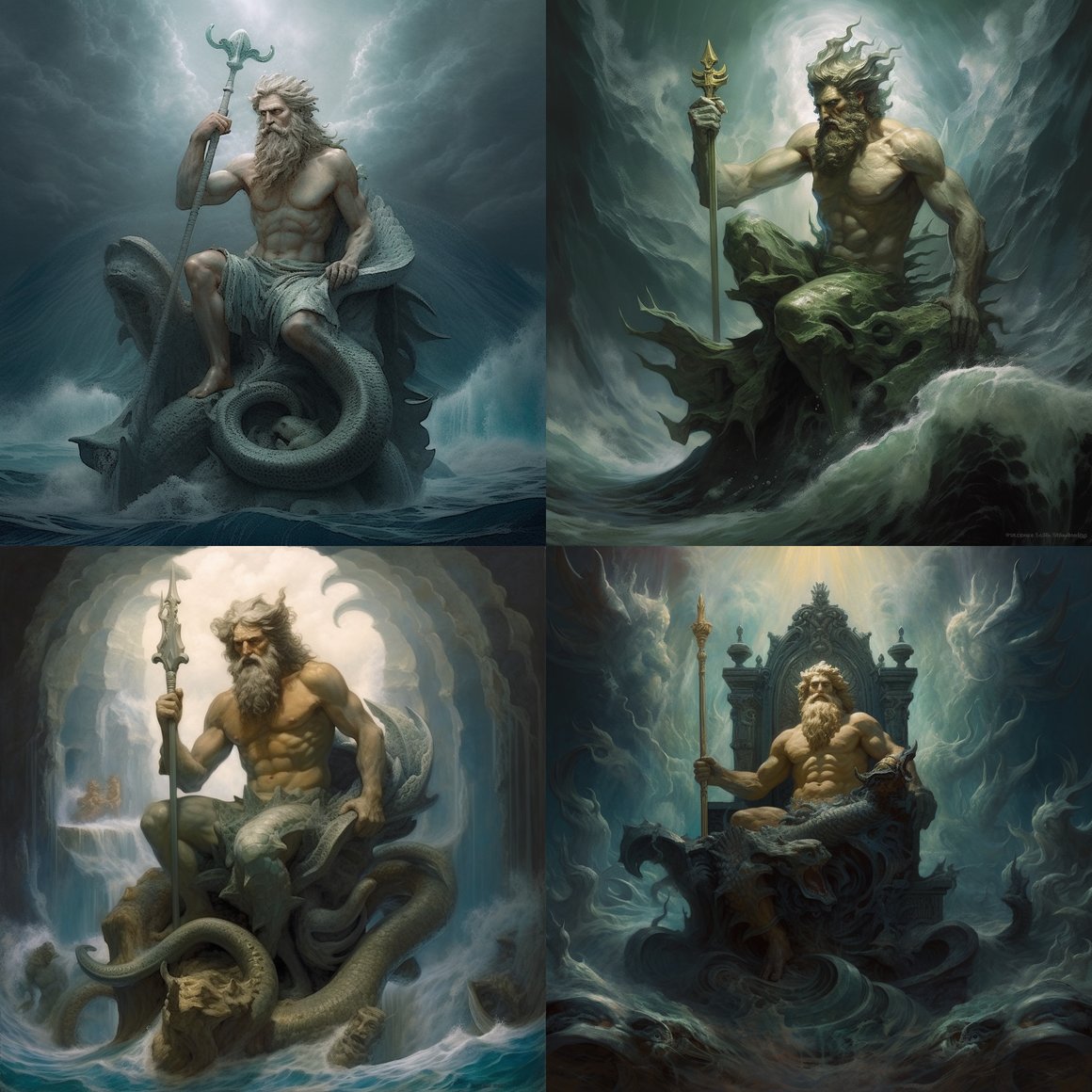 Retrato HD del Rey Tritón en su Trono Submarino