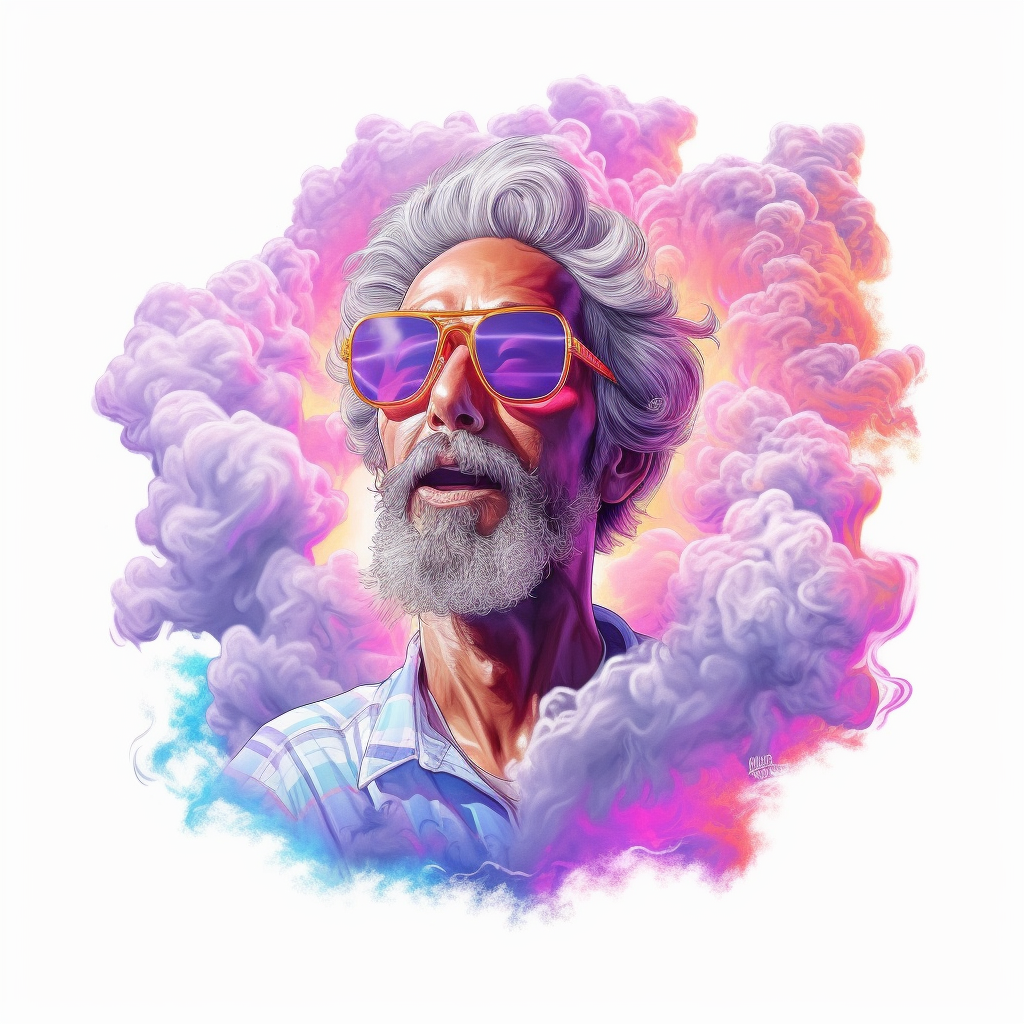 Neon Bliss: A Smoky Journey in the Clouds