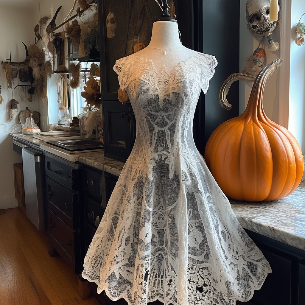 Haunted Elegance: Ghost Witch Dress Design Stage 5
