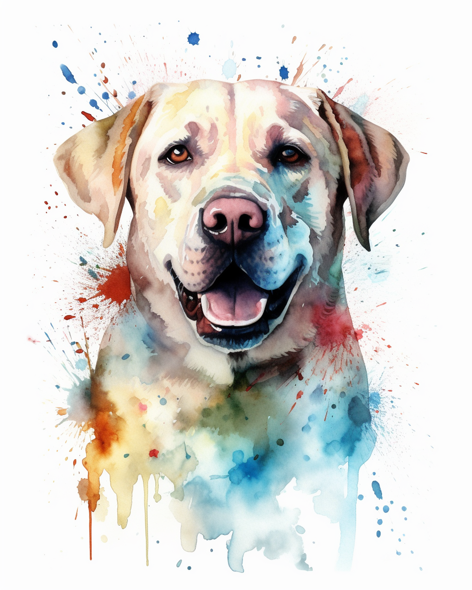 Happy Labrador Watercolor Portrait