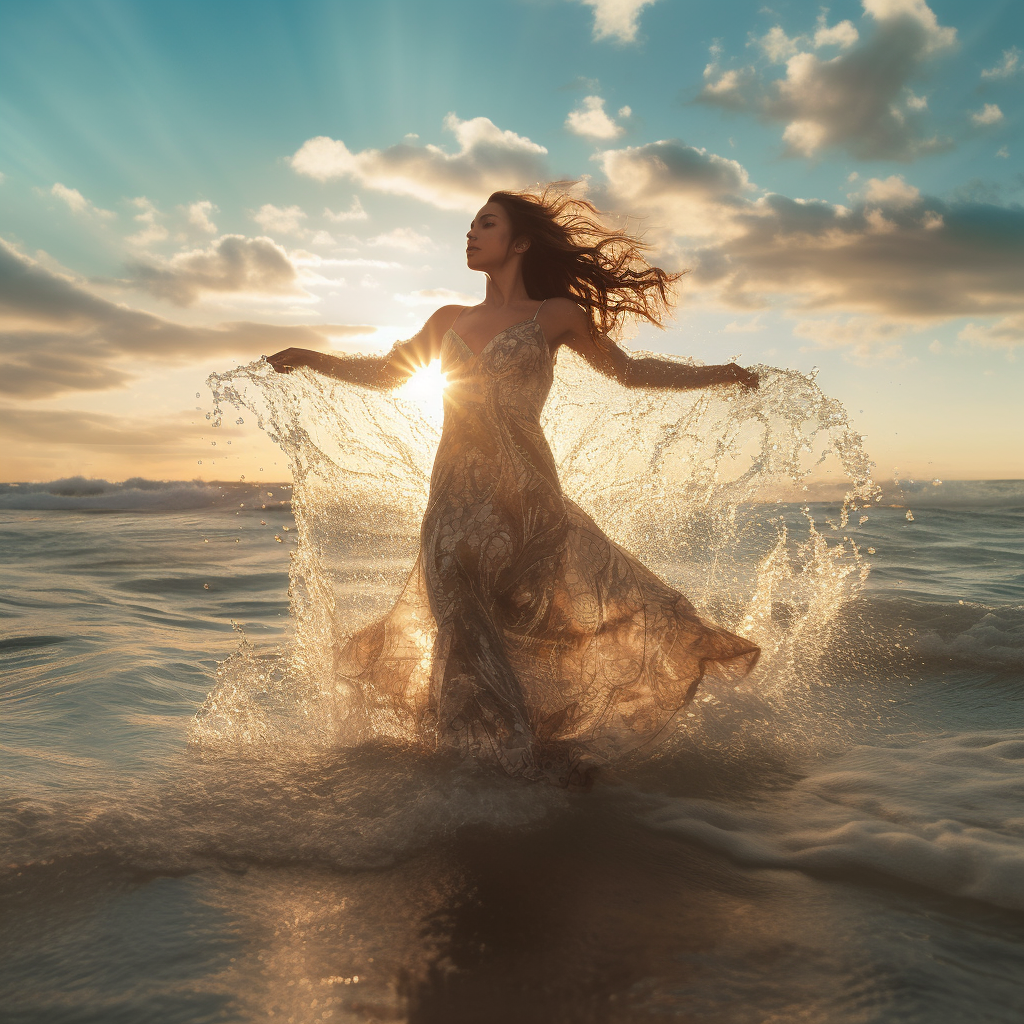 Sun-Kissed Supermodel: A Mid-Journey Ode to Oceanic Couture