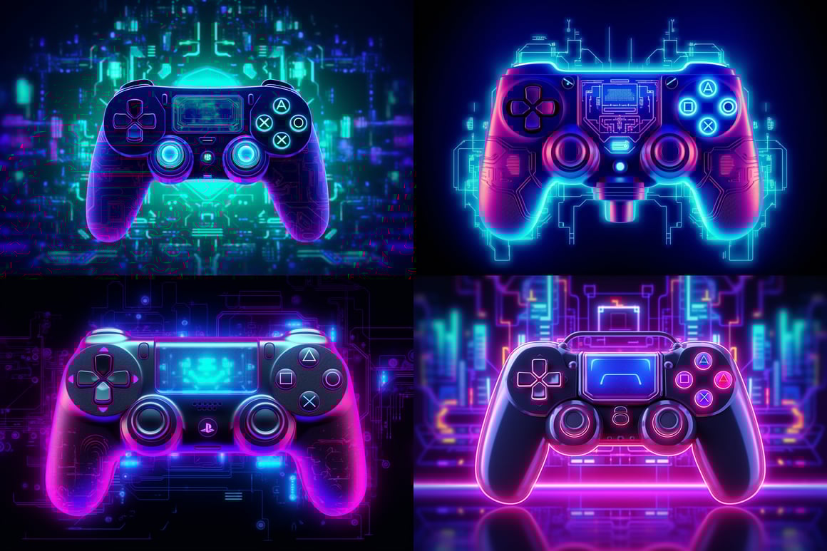 Neon Circuitry Gamepad Illustration
