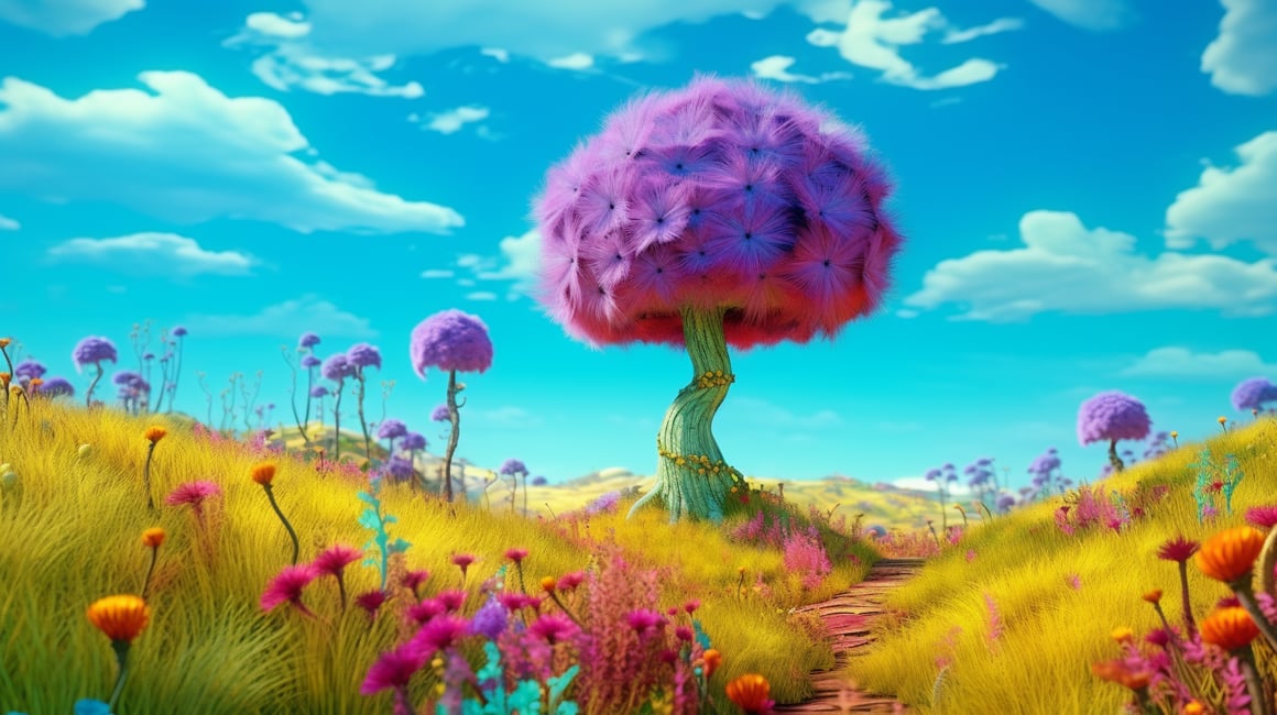 Truffula Trees and Lorax 3D Desktop Wallpaper in 8K