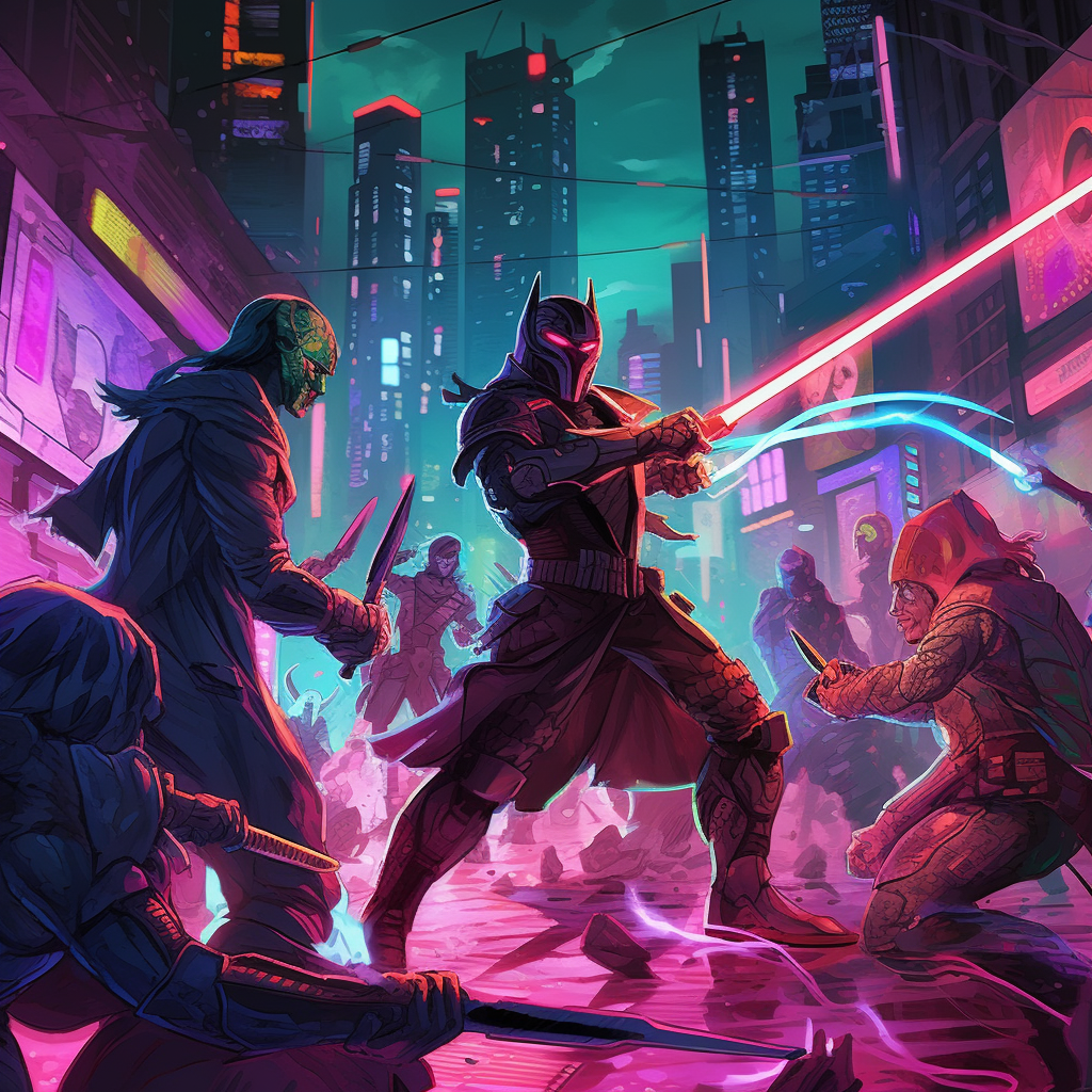 Neon Clash: A Jedi's Battle in the Futuristic Underworld