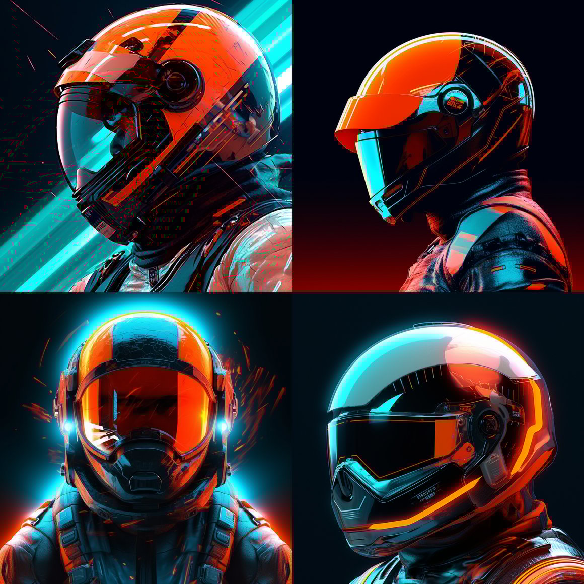 Neon Cyan and Red Orange Astronaut Render in Cinema4D v5.1
