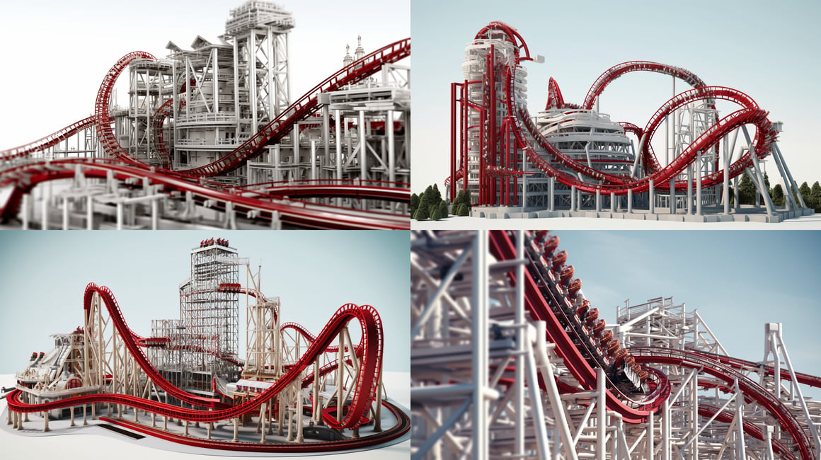 Detailed Illustration of Formula Rossa Roller Coaster Journey - Midway Point