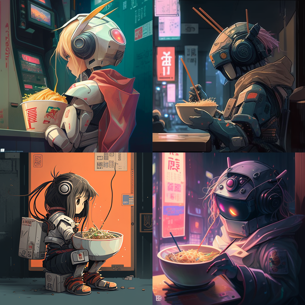 Neon Noodles: A Mini-Bot's Midnight Escapade in Neo-Tokyo