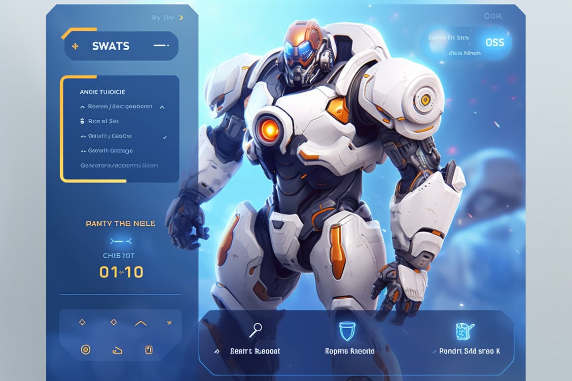 Futuristic Robot Fighting Game UI and Mode Selection Design