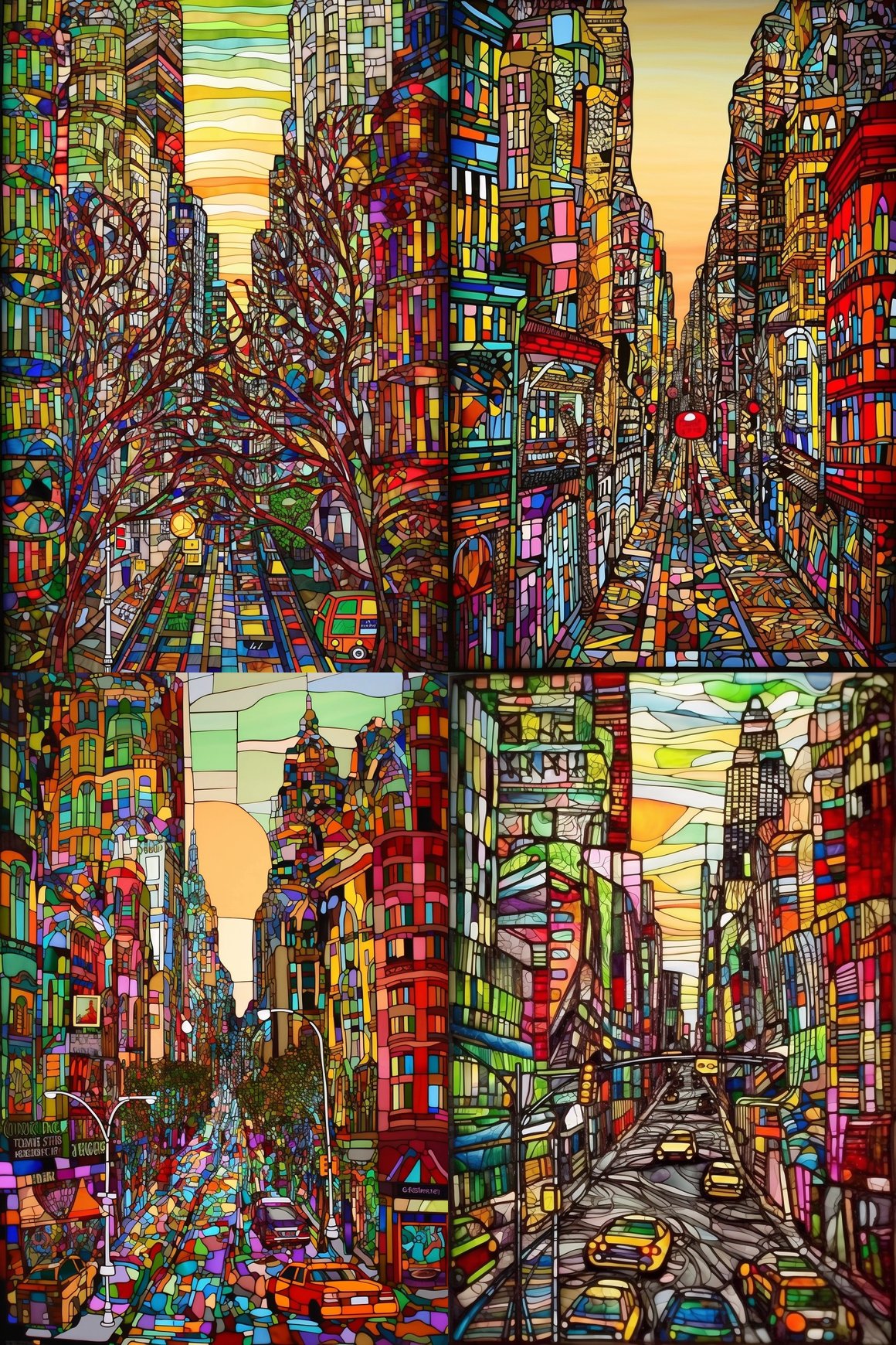 Artistic Depiction of New York Avenue in Stained Glass