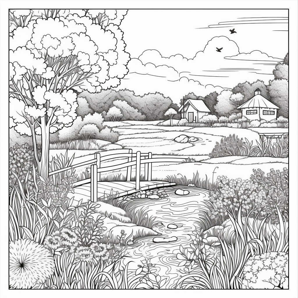 Nature Scenes Black and White Coloring Book - Volume 5