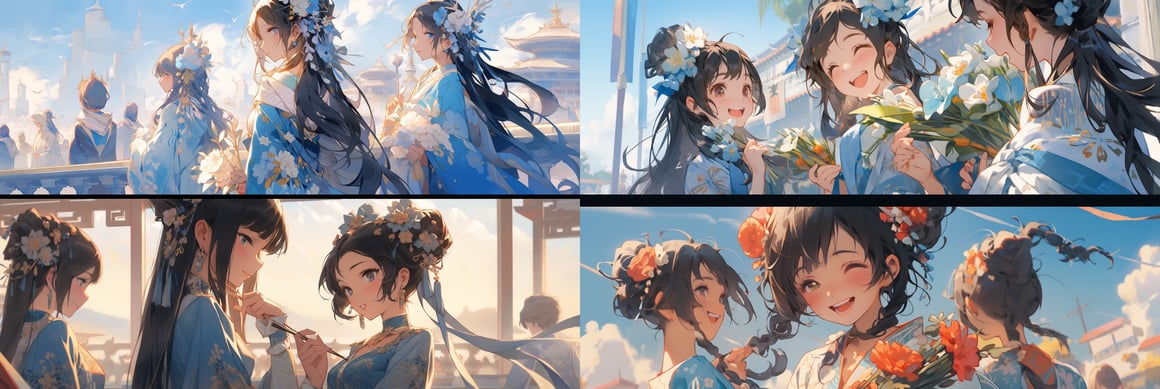 A Trio's Journey in Vibrant Chinese Elegance