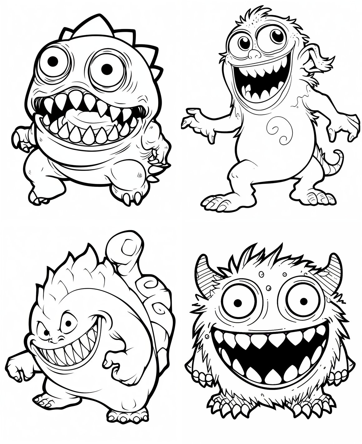 Mid-trip Chuckles: Monster Cartoon Coloring Page
