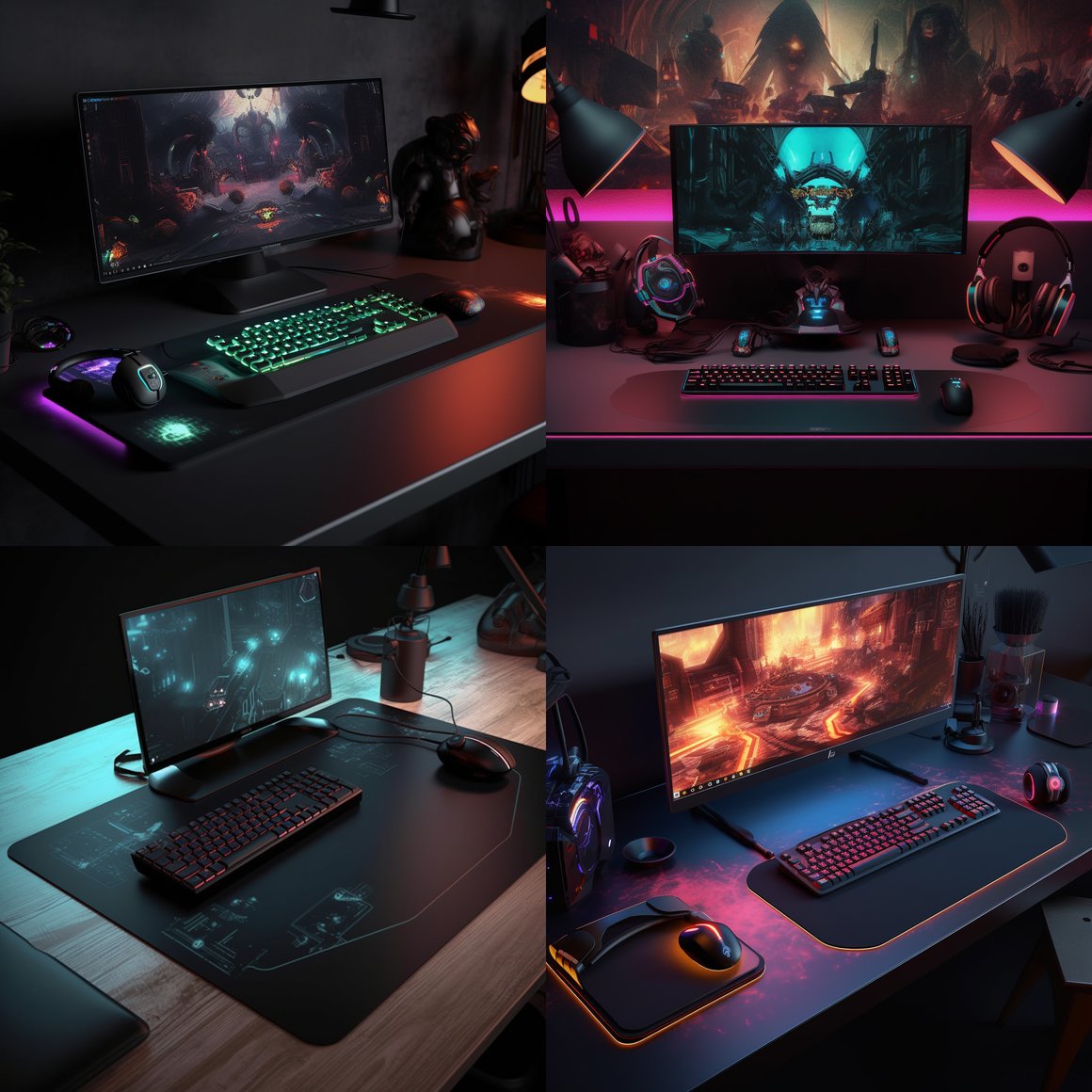 Mid-way Preview of RGB Edged, Computer-Themed Mousepad Design with Gaming Gear Setup
