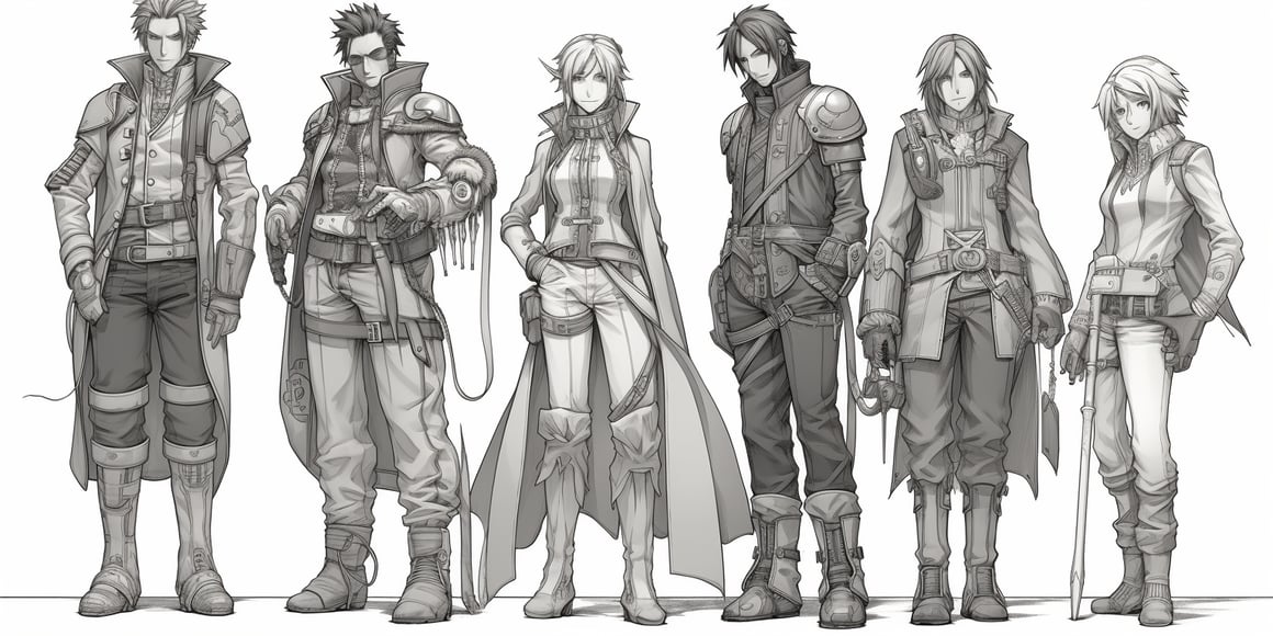 Detailed Anime Ensemble in Monochrome: Midway Update