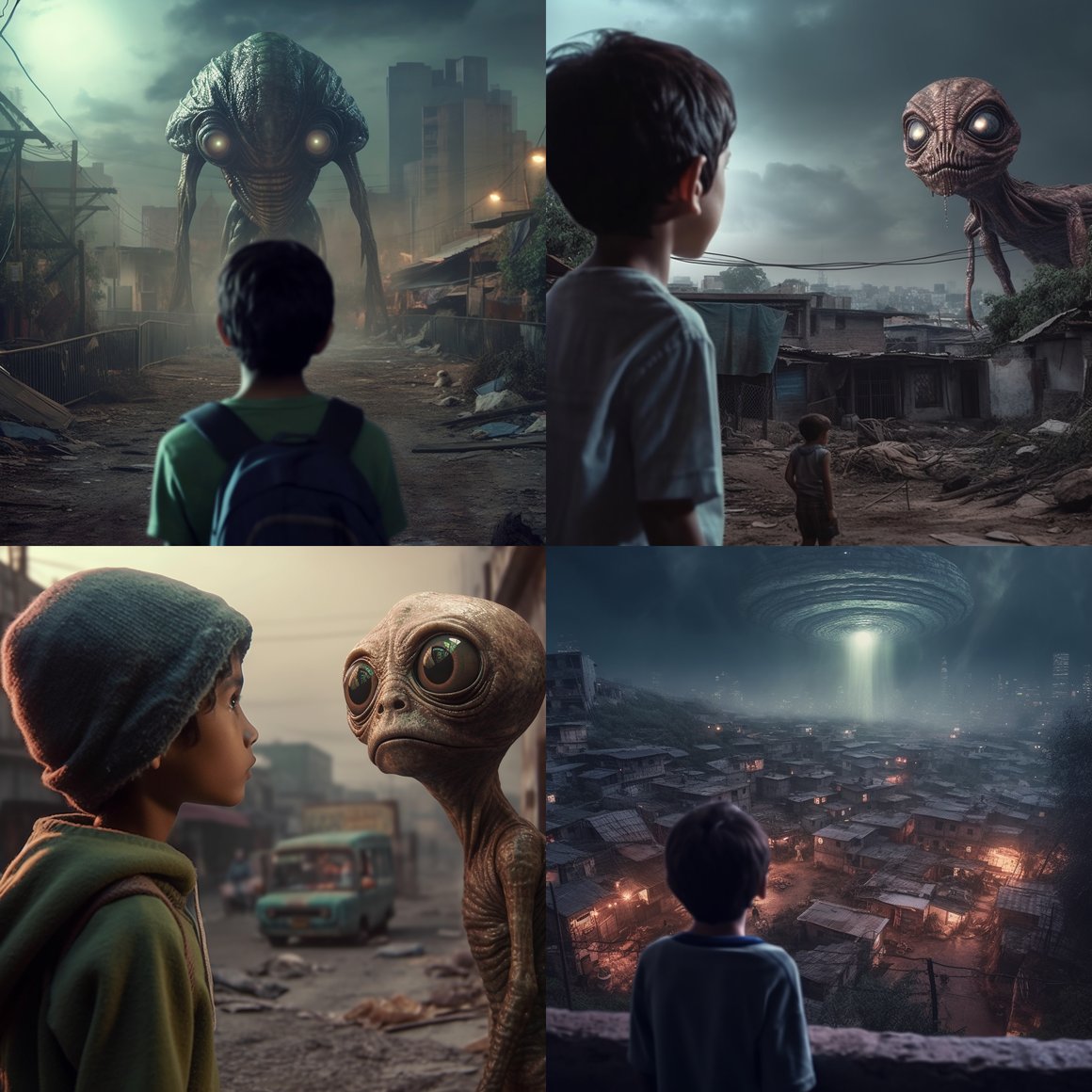 Subterranean Alien Hunt: A Boy's Spectral Odyssey in 4K HD
