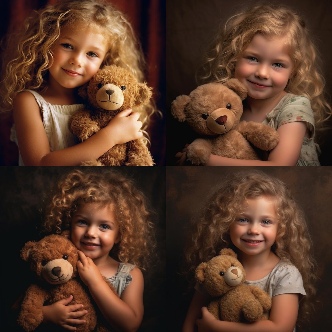 A Sweet Mid-Journey Moment: Little Girl With Teddy