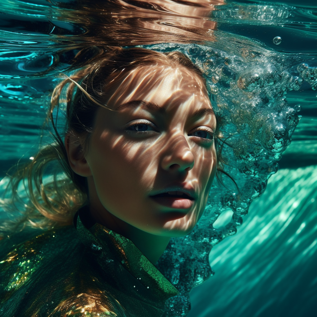 Gigi Hadid's Mid-Journey Dive by Henrik Purienne