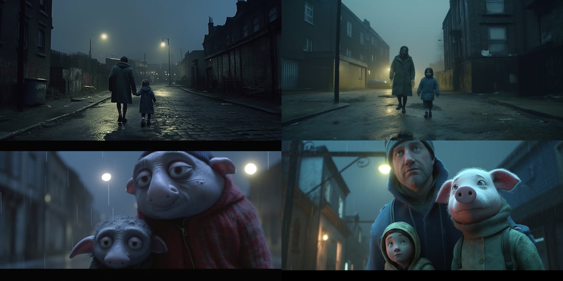 Cinematic Midpoint: Family Survival in a Desolate Cityscape