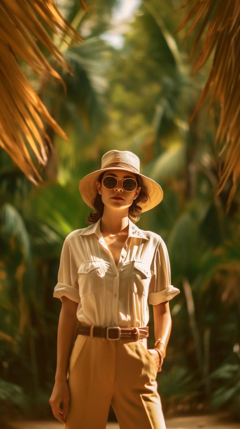 Neoclassical Voyage: A Supermodel's Mid-Journey Charm