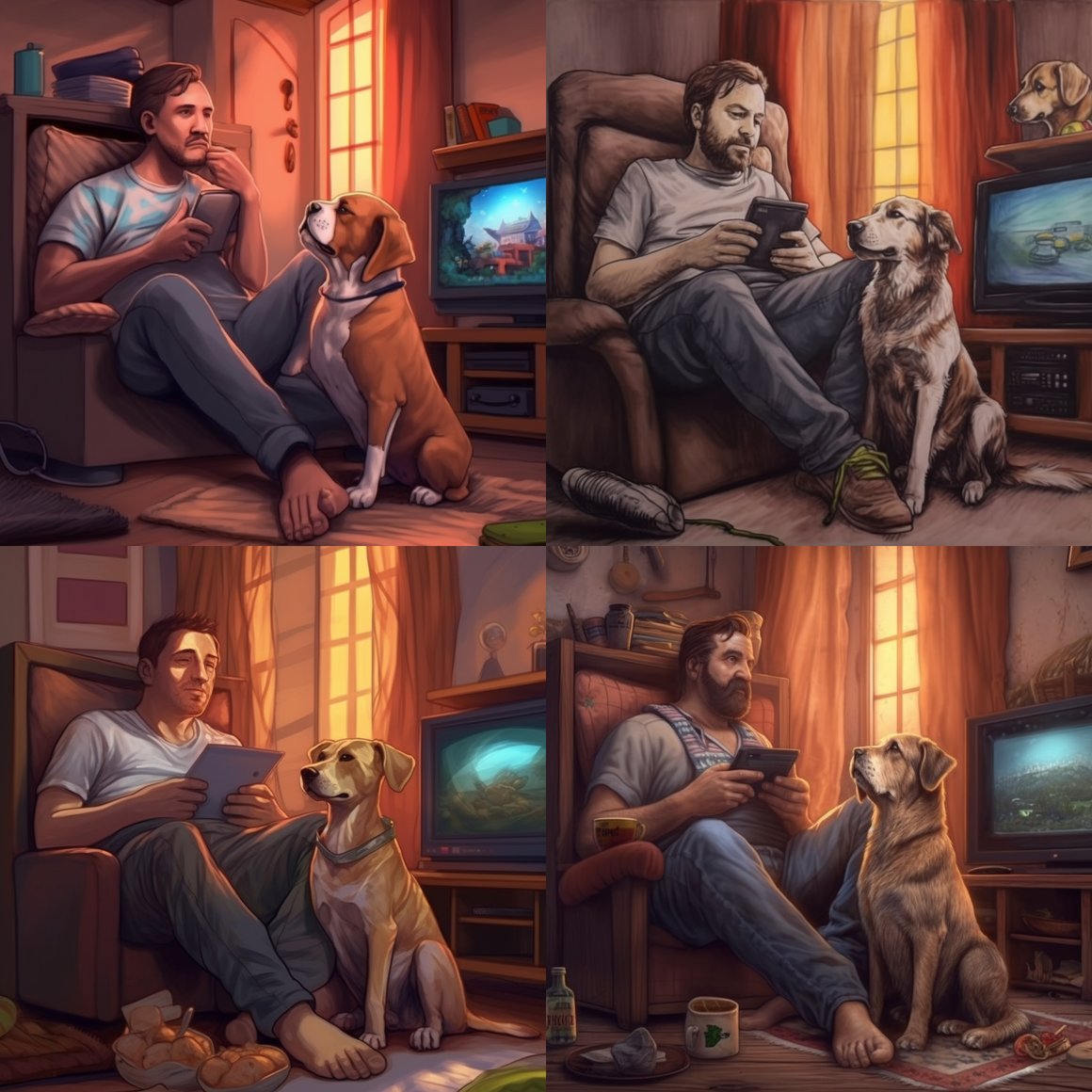 A Tranquil Scene of Man, Dog, and TV in 4K HD