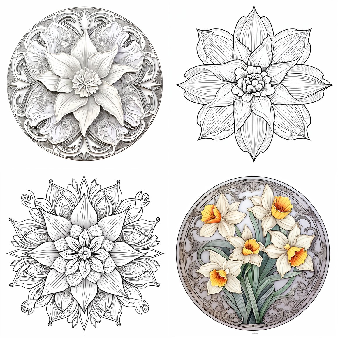 HD Daffodil Themed Coloring Page for Adults