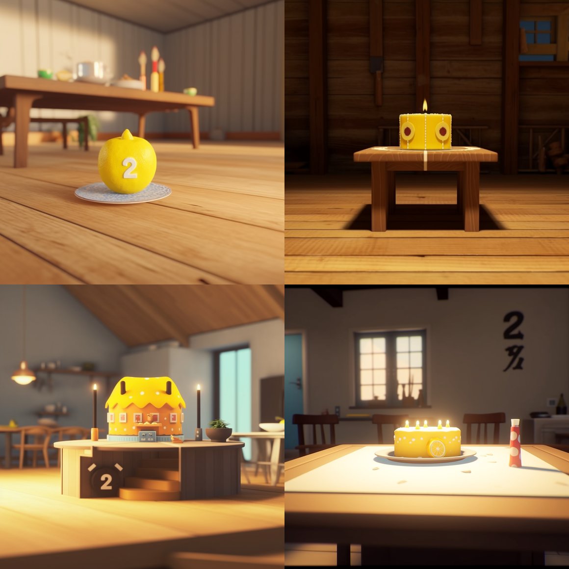 A Team Fortress-Inspired 3D Animation of a Birthday Celebration in a Minimalist Japanese Home