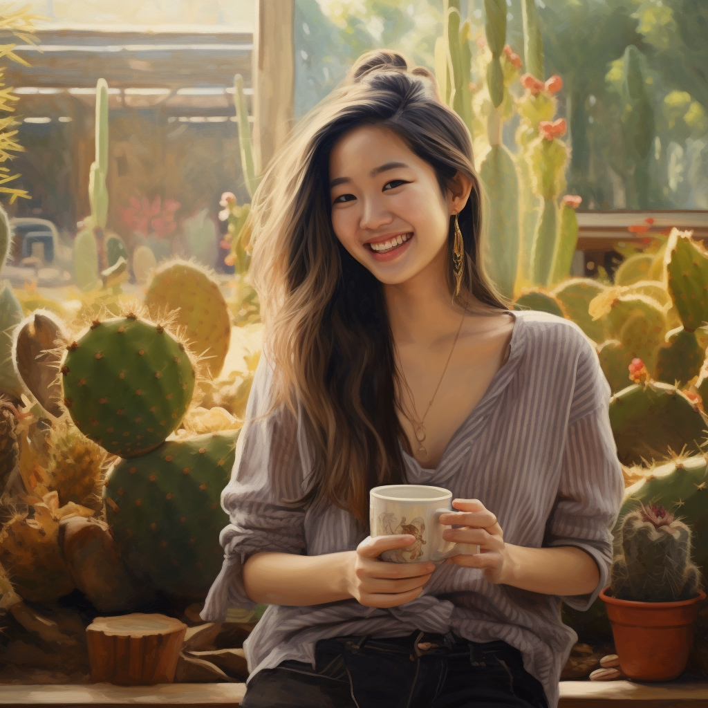 A Thai Woman's Intermission at a Museum