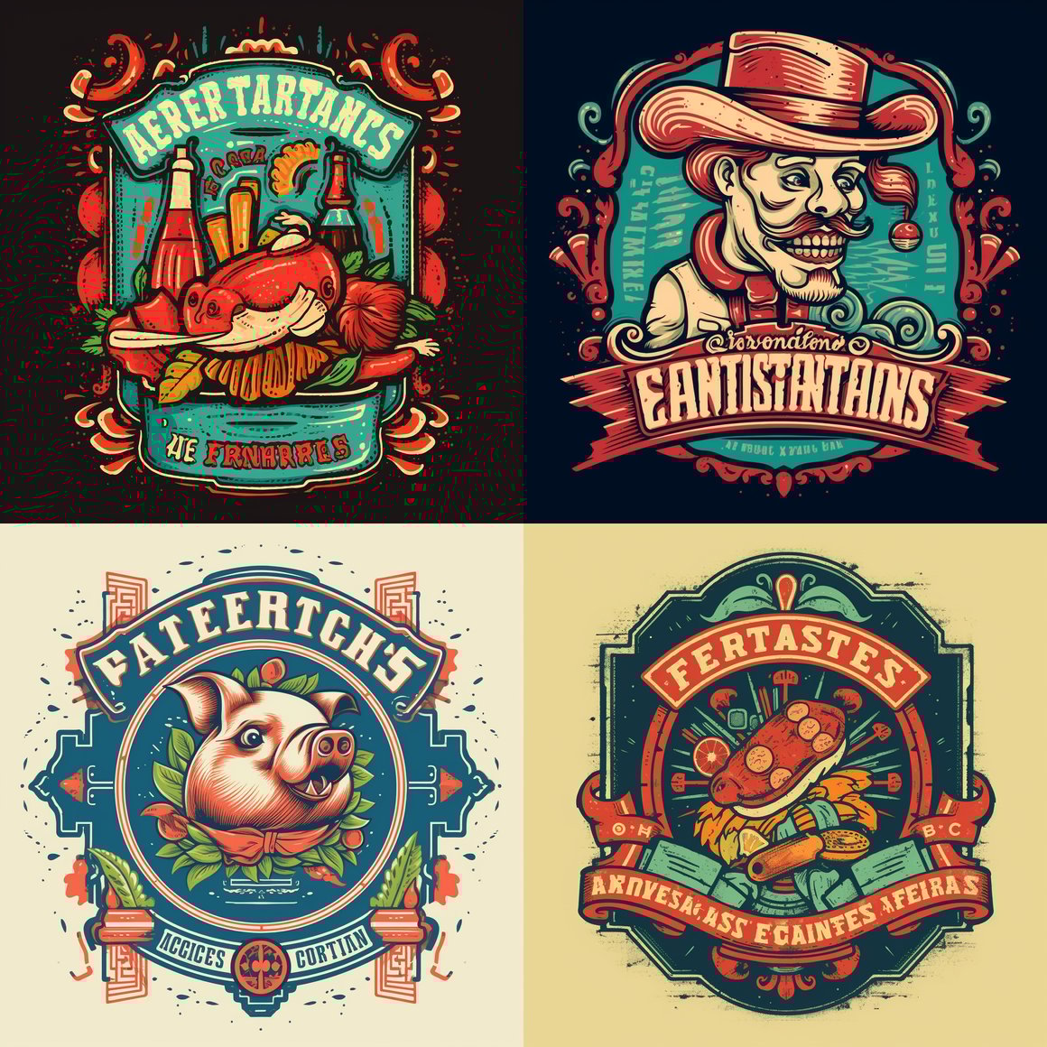 Retro Argentinian-Mexican Cuisine Vector Logo Design