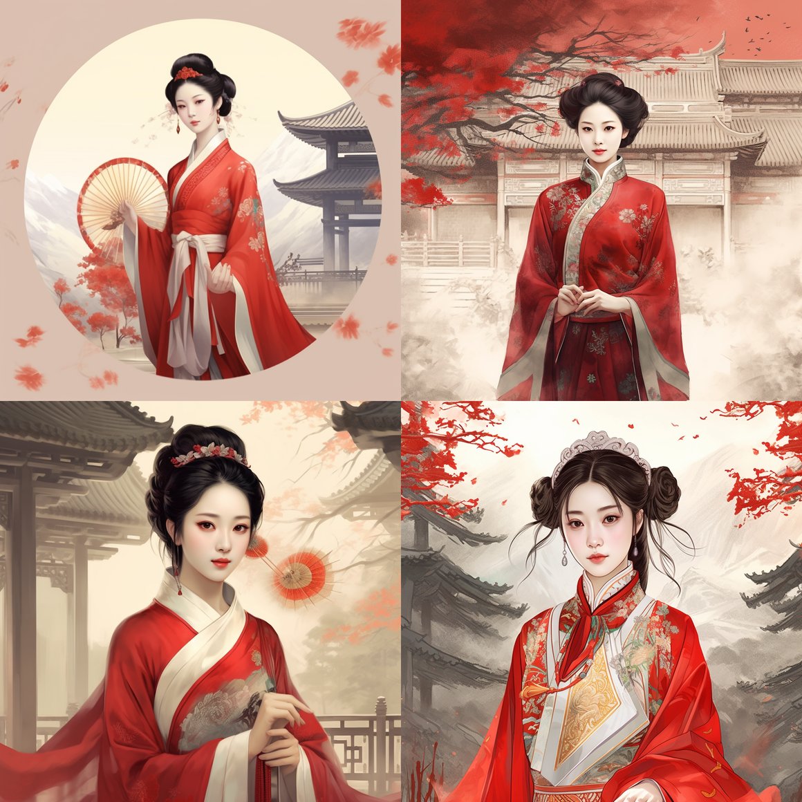 Hand-drawn Ancient Illustration of Xue Baochai Amidst a Pavilion