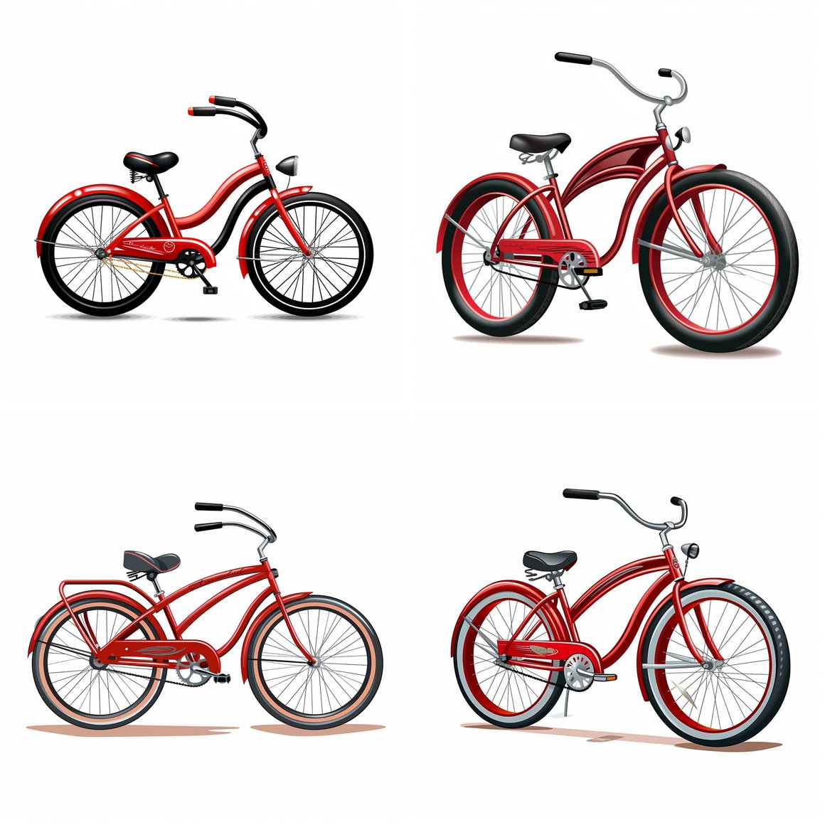 Retro Cherry Red E-Bike Vector on White Background