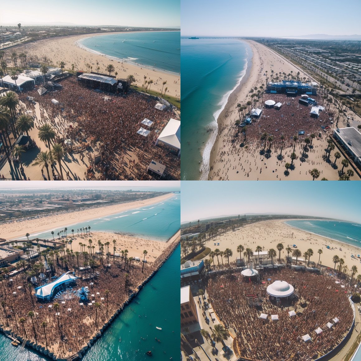 Arial View of a Massive Beach Party in Huntington Beach