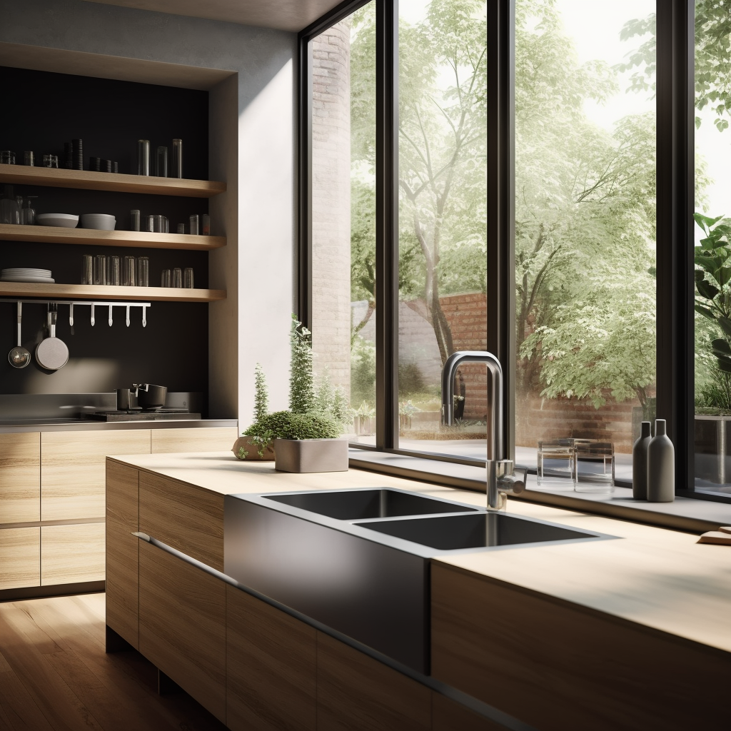 Sunny Midday in a Modern Farmhouse Kitchen