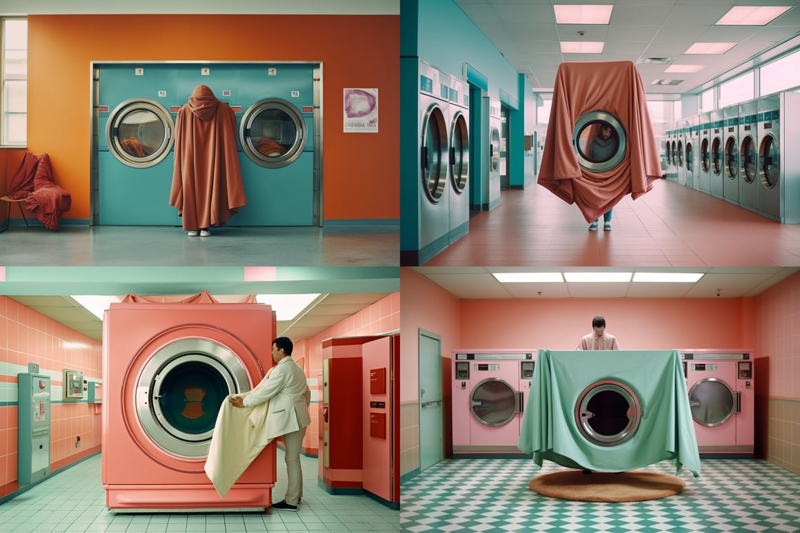 A Surreal Mid-Journey in Futuristic Laundromat