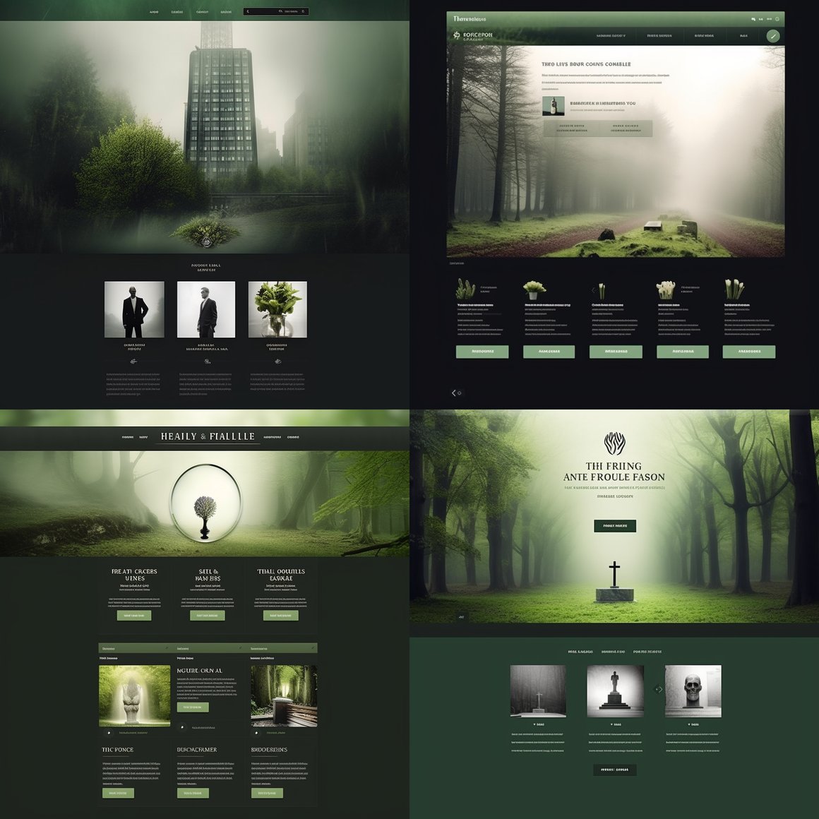 Mid-way Design for Green & Black Themed Funeral Service Website