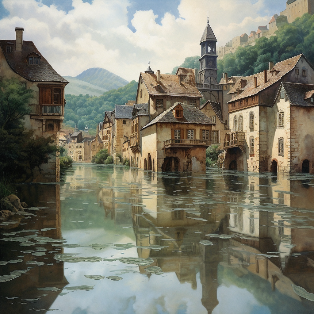 Submerged Secrets: A French Townscape