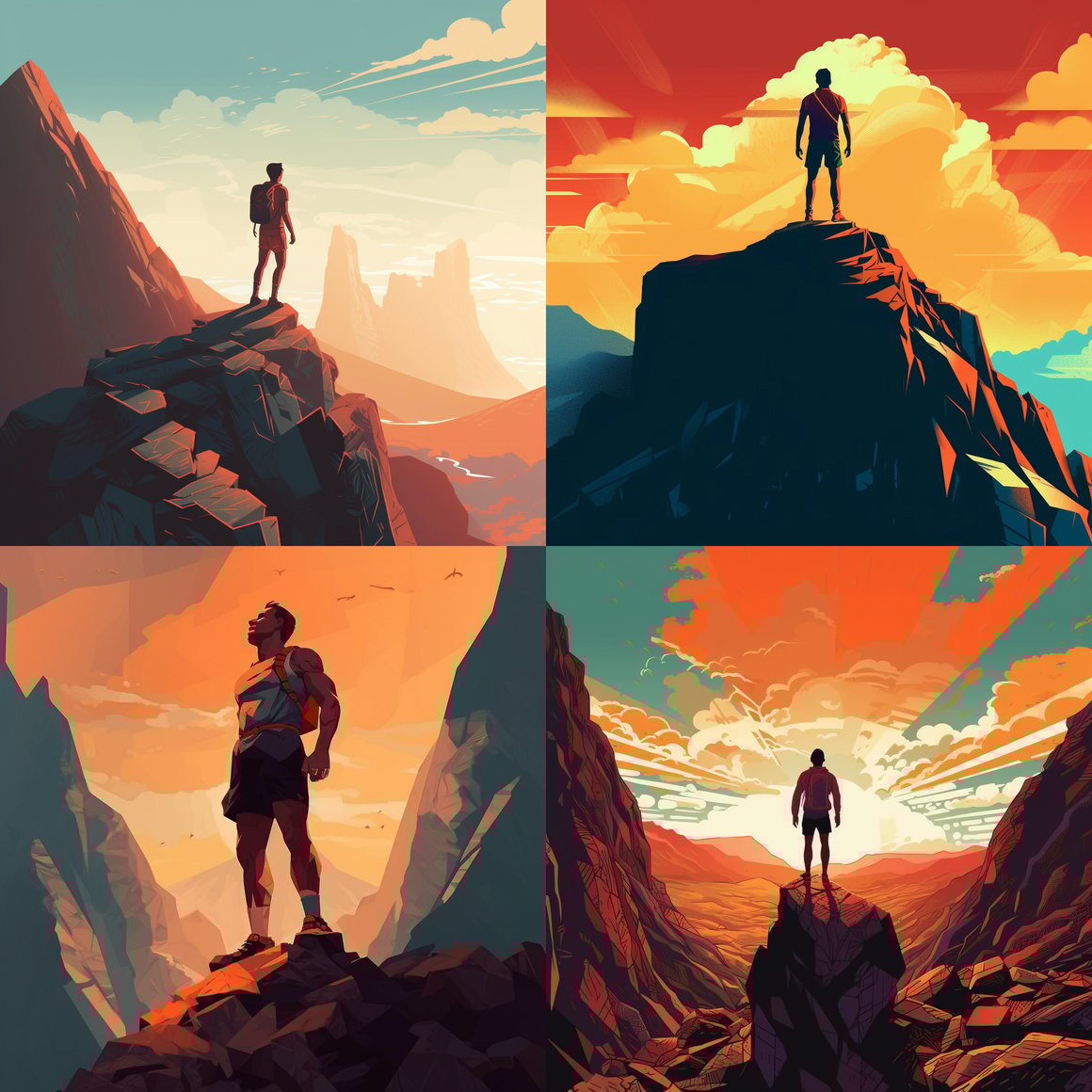 A Trail Runner's Mountain Pause in the Illustrative Style of João Gonzalez