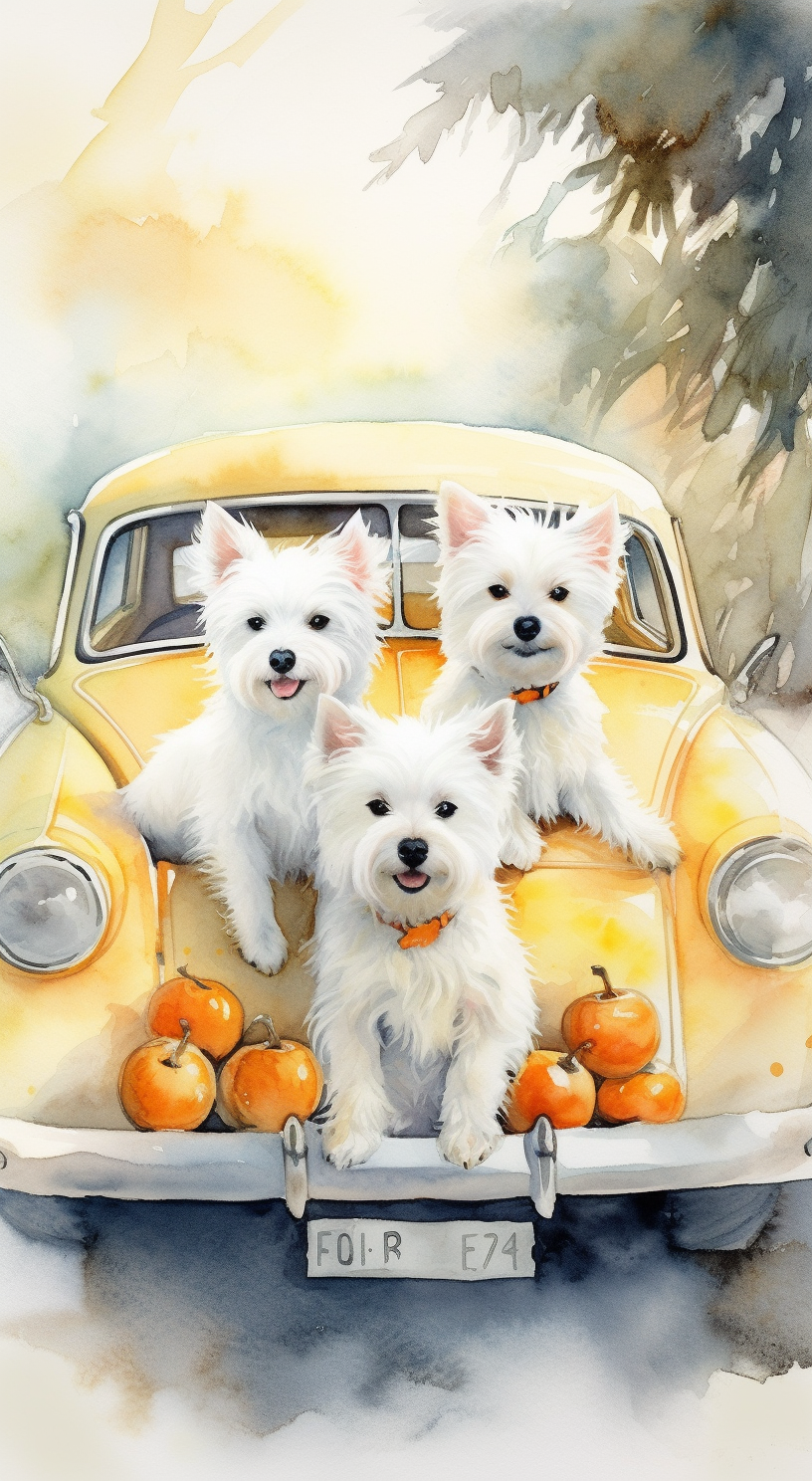 Sun-kissed Puppies: A Watercolor Journey in Vintage Florida