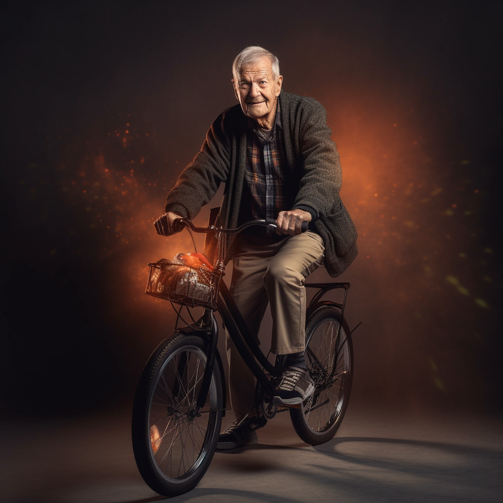 Midlife Adventure: Senior Bicyclist in Studio