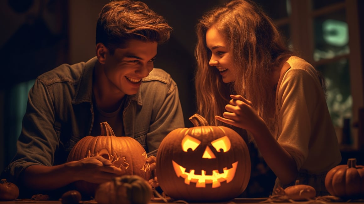 Halloween Pumpkin Carving Romance