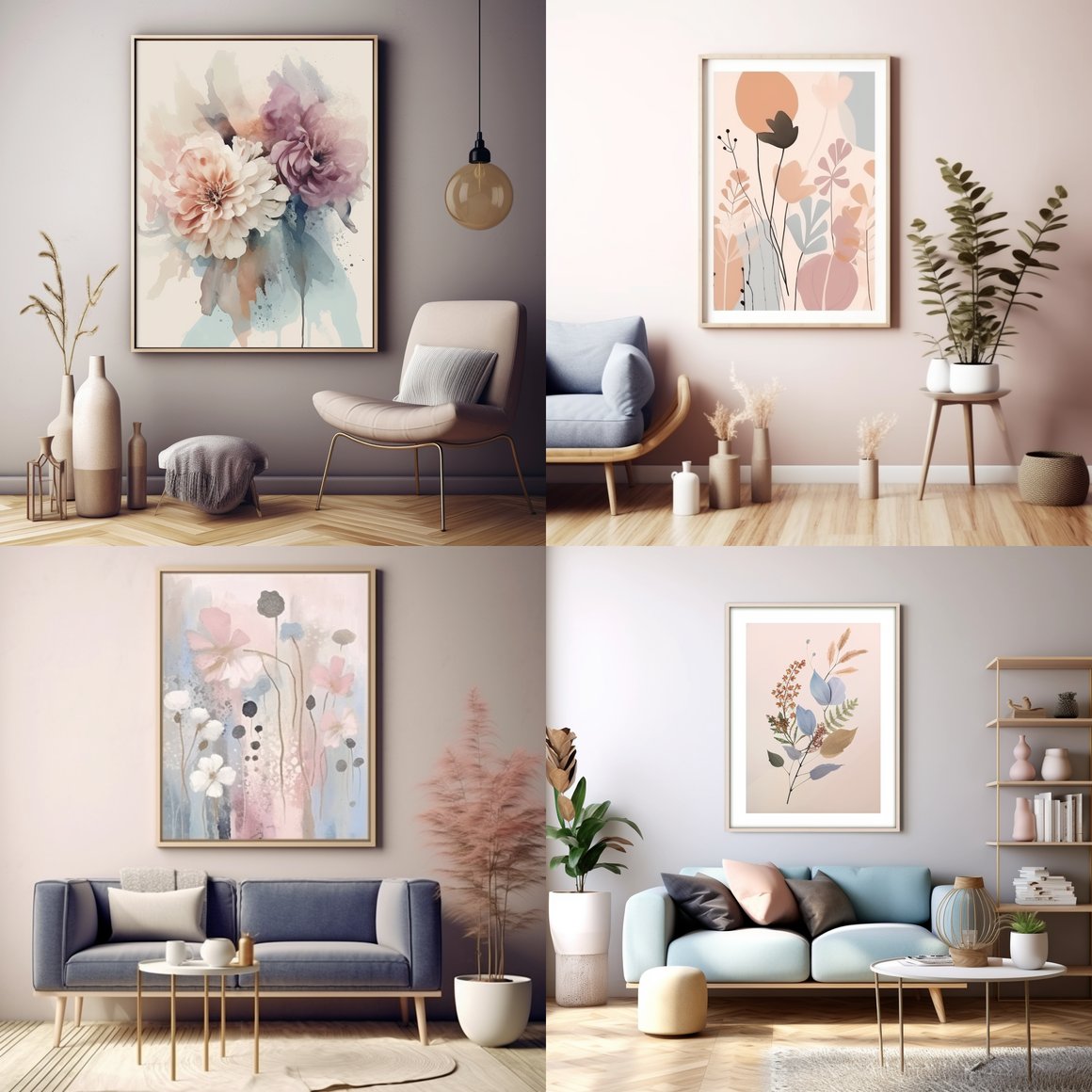 Summer Serenity: Midway Boho Botanical Abstract Art