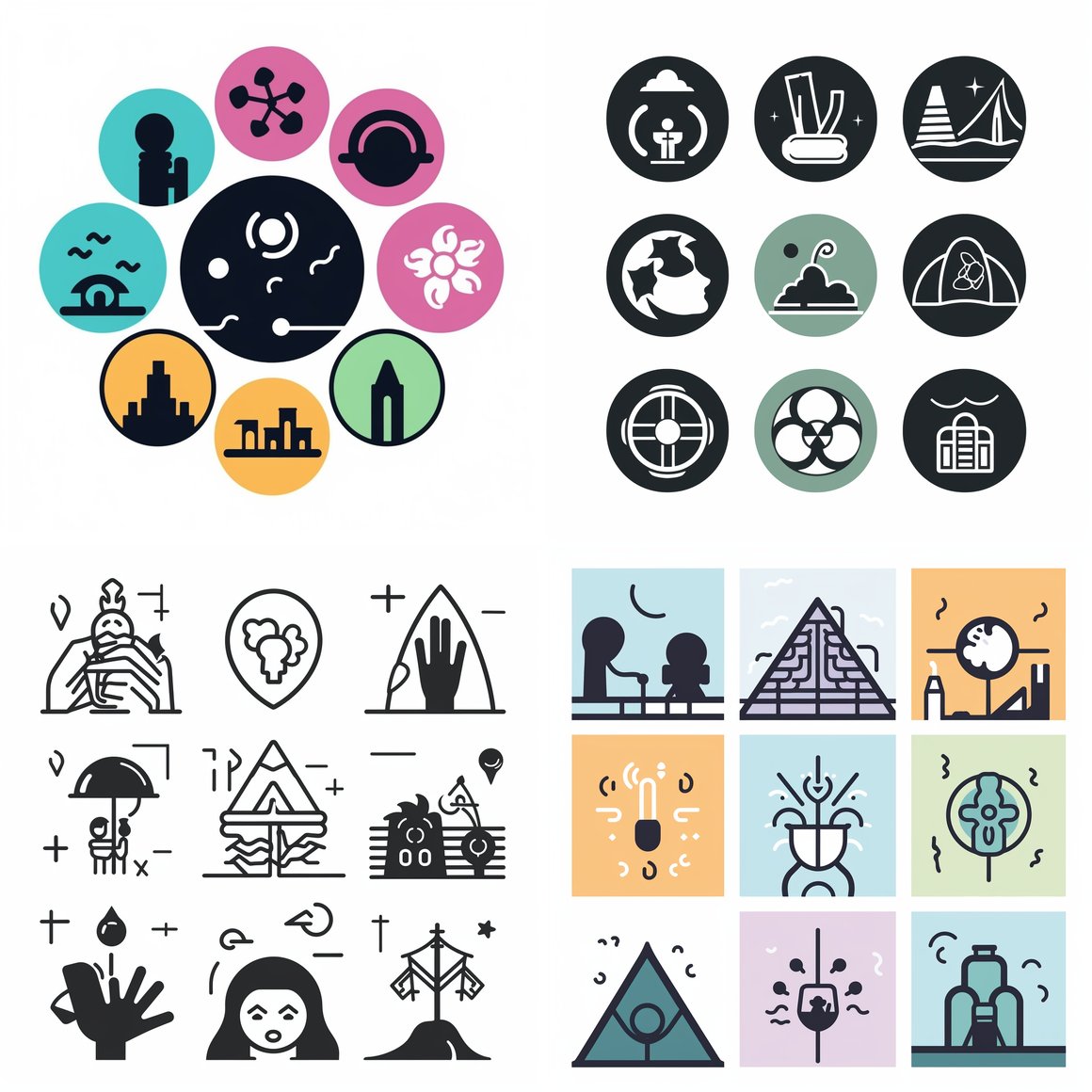 An Overview Through Simple Flat Design Icons