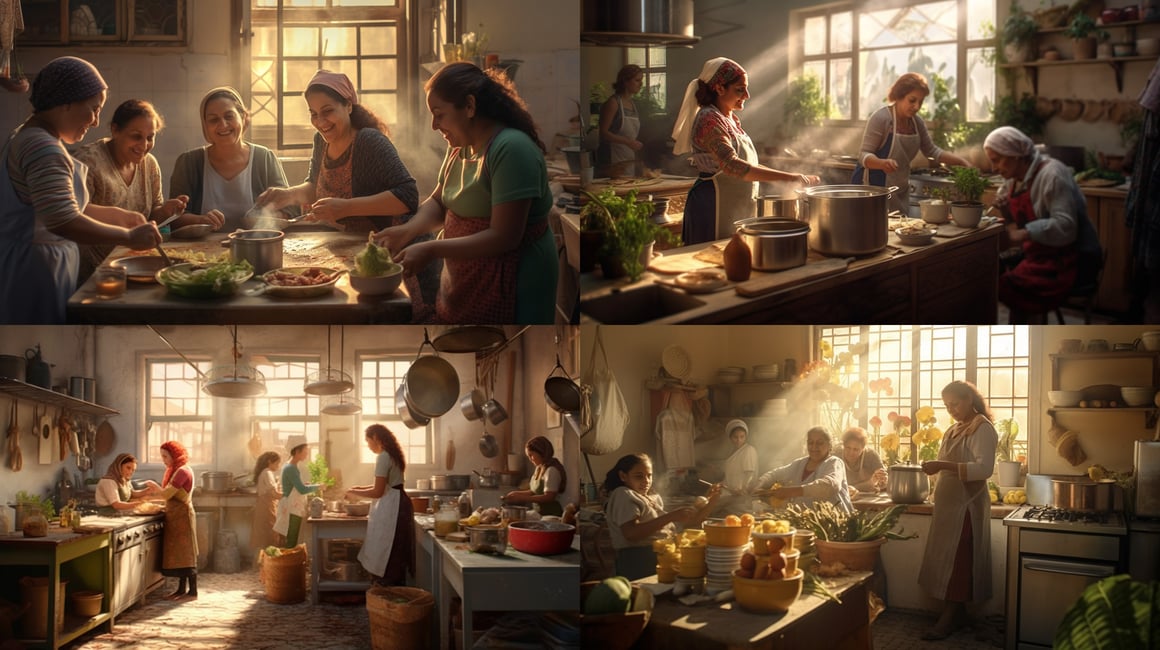 Sun-Kissed Moments: Algerian Women Bonding in the Kitchen