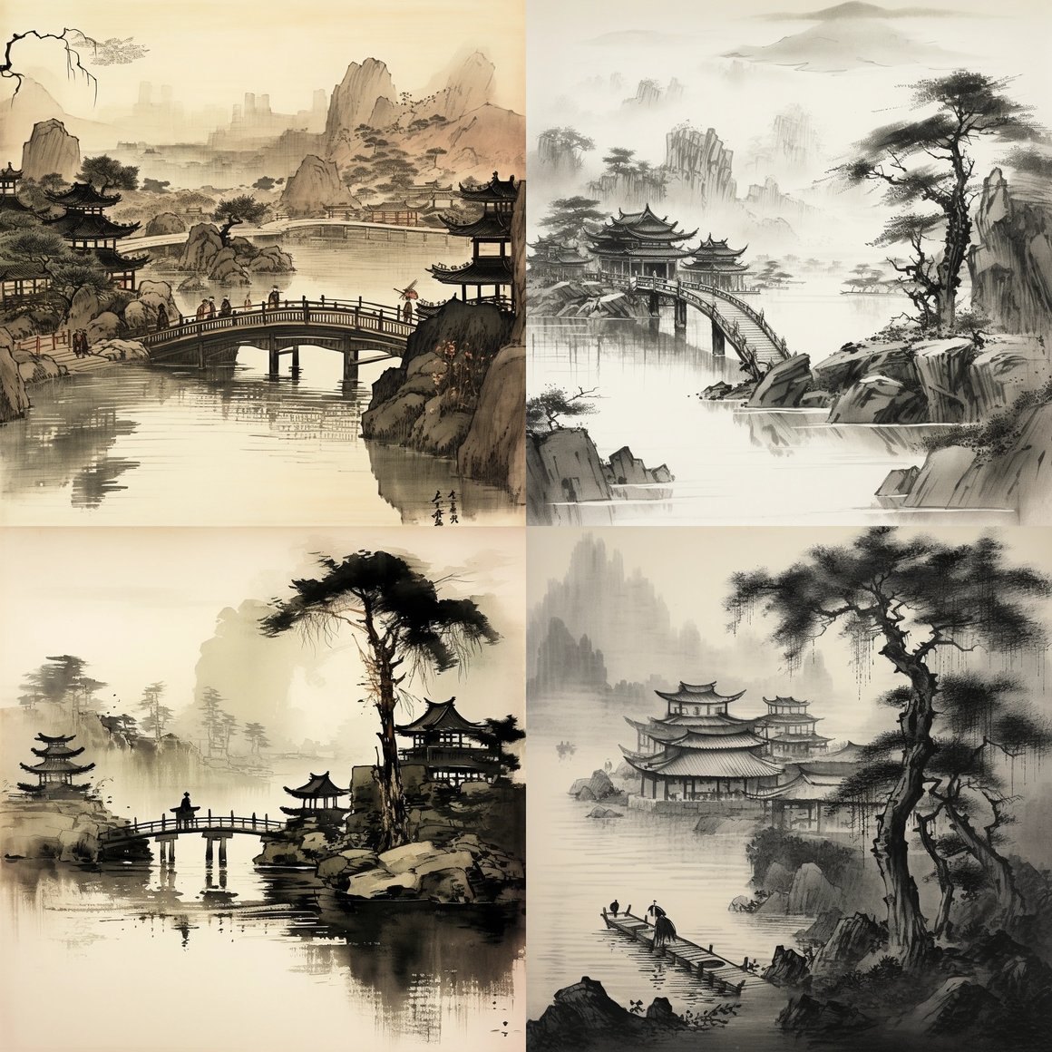 Cityscape Serenity: An Ink Art Journey by Zhang Daqian