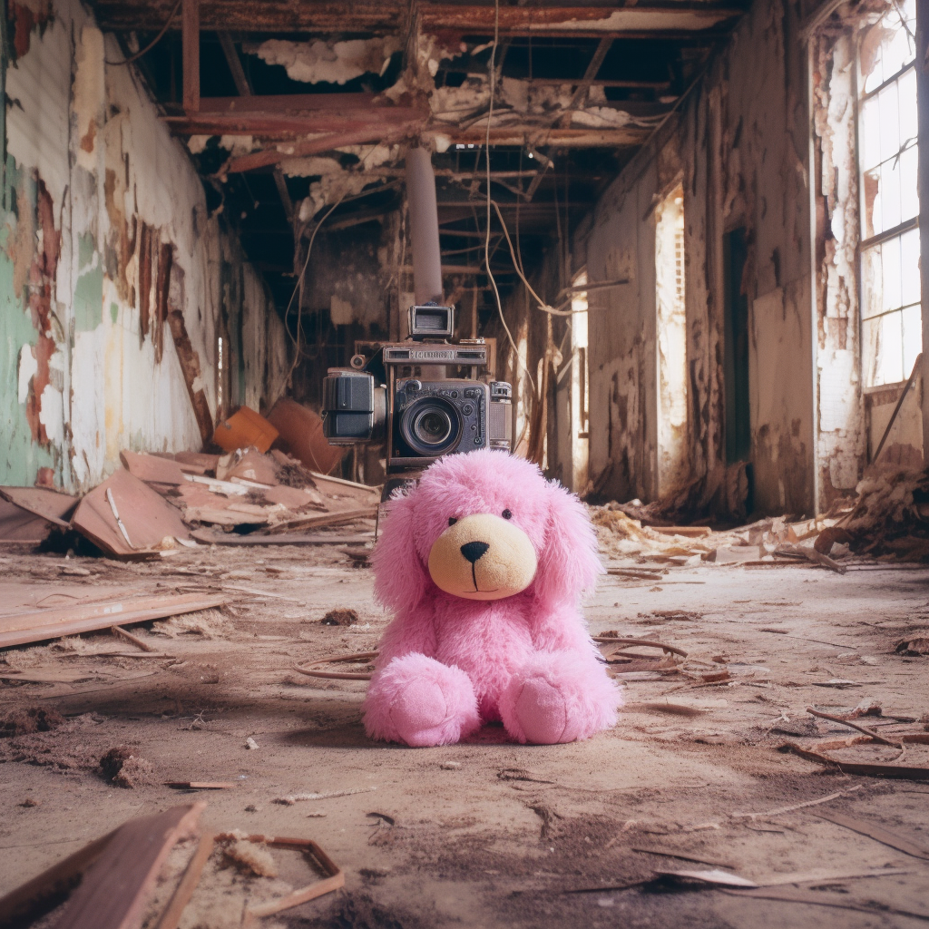 Resurgence of Furry Pink Nostalgia in Derelict Architectures