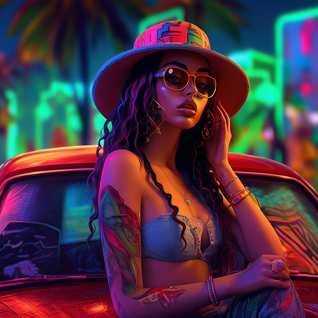 Neon Goddess: A Mid-Journey Through Futuristic Miami