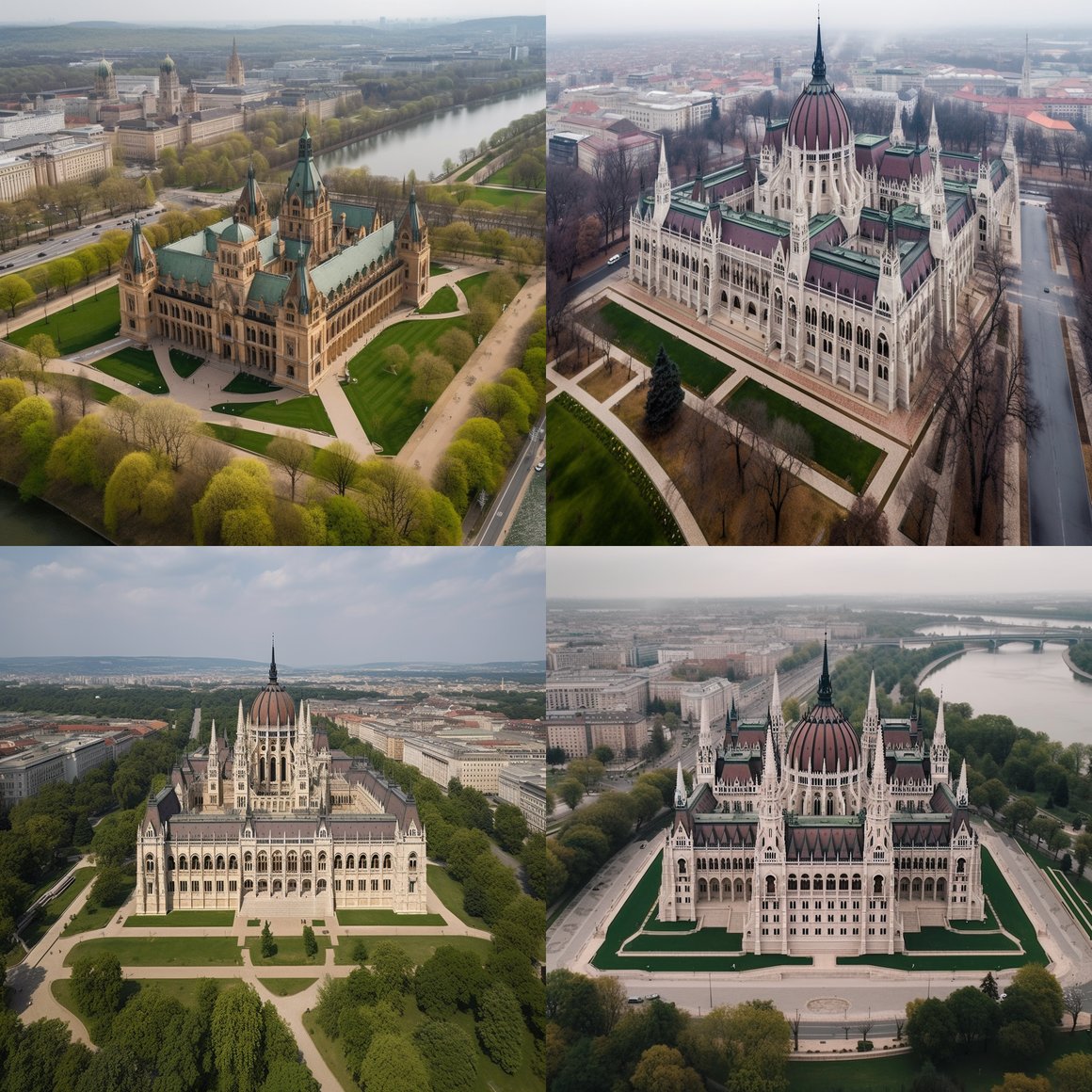 Neo-Gothic European Parliament From Above - Version 5, Size 250